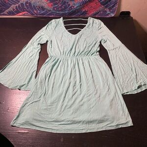 Pink Owl Light Green Long Sleeve Dress